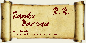 Ranko Mačvan vizit kartica